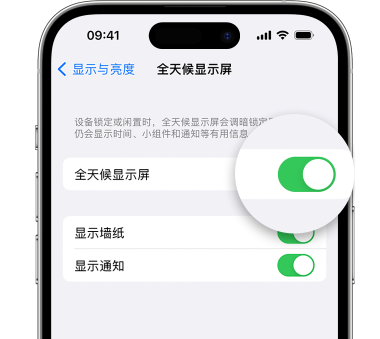 鞍山苹果15预约维修分享iPhone15如何设置全天候显示屏幕可见 